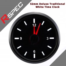 R SPEC 52mm Deluxe Traditional White Time Clock Car Gauge